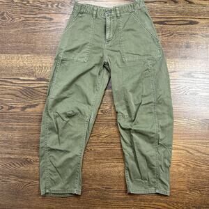 Gap Pants Womens 2 Olive Night Green Surplus Twill Barrel Leg Pockets Casual